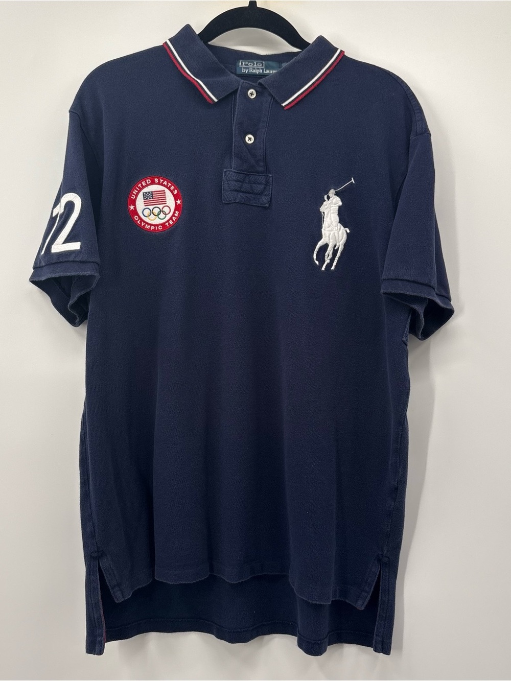 Polo by Ralph Lauren Navy Short-Sleeve Olympic Polo with Red Trim